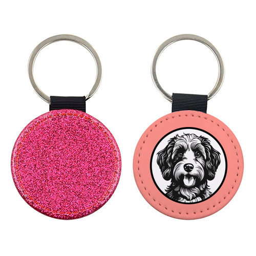Cockapoo Cameo Portrait (Coral Pink) - keyring by Adam Regester