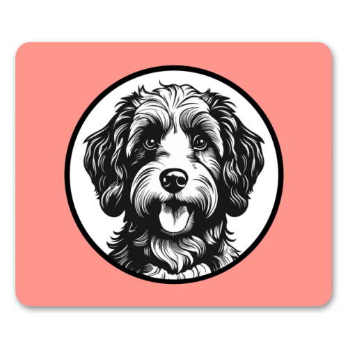 Cockapoo Cameo Portrait (Coral Pink) - mouse mat by Adam Regester
