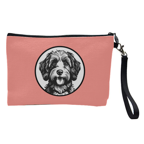 Cockapoo Cameo Portrait (Coral Pink) - pretty makeup bag by Adam Regester