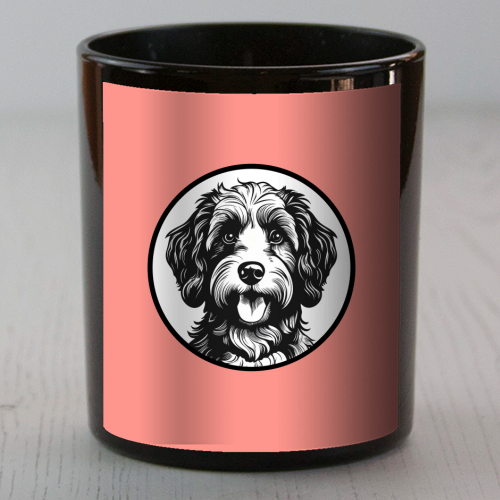 Cockapoo Cameo Portrait (Coral Pink) - scented candle by Adam Regester
