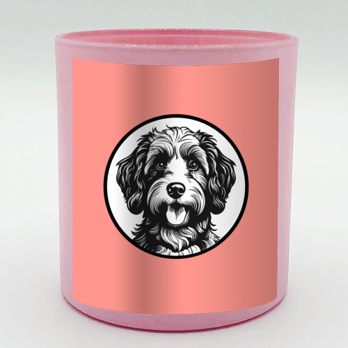 Cockapoo Cameo Portrait (Coral Pink) - scented candle by Adam Regester