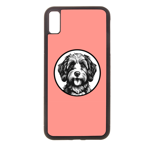 Cockapoo Cameo Portrait (Coral Pink) - stylish phone case by Adam Regester