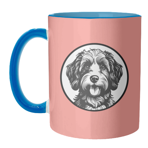 Cockapoo Cameo Portrait (Coral Pink) - unique mug by Adam Regester