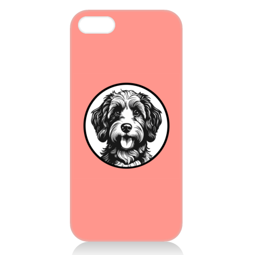 Cockapoo Cameo Portrait (Coral Pink) - unique phone case by Adam Regester