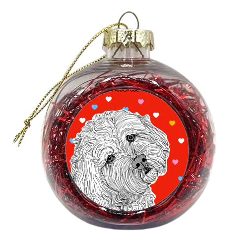 Cockapoo Valentine's Day Greeting - xmas bauble by Adam Regester