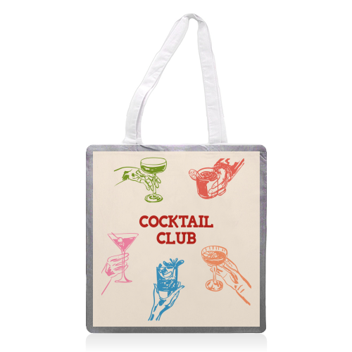 Cocktail Club - printed canvas tote bag by EZbie