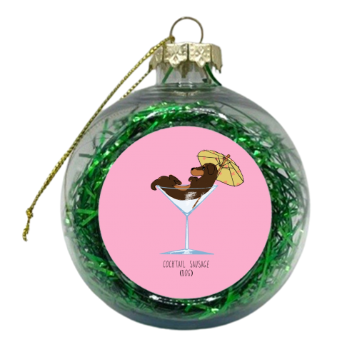 Cocktail Sausage Dog - xmas bauble by charlotte blunden
