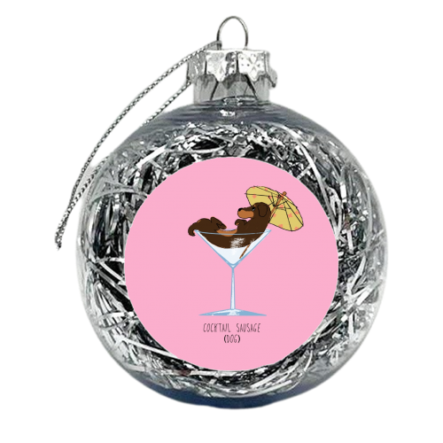 Cocktail Sausage Dog - xmas bauble by charlotte blunden