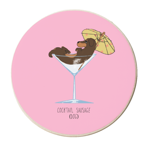 Cocktail Sausage Dog - personalised beer coaster by charlotte blunden