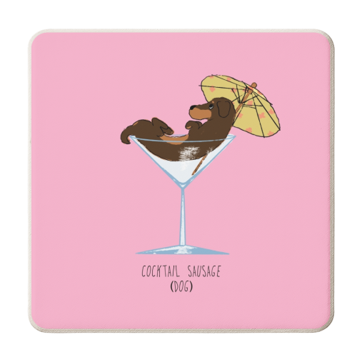 Cocktail Sausage Dog - personalised beer coaster by charlotte blunden