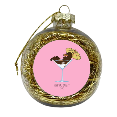 Cocktail Sausage Dog - xmas bauble by charlotte blunden