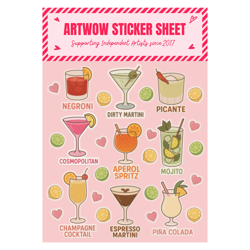 Cocktail Stickers - Sticker Sheet by Lilly Rose