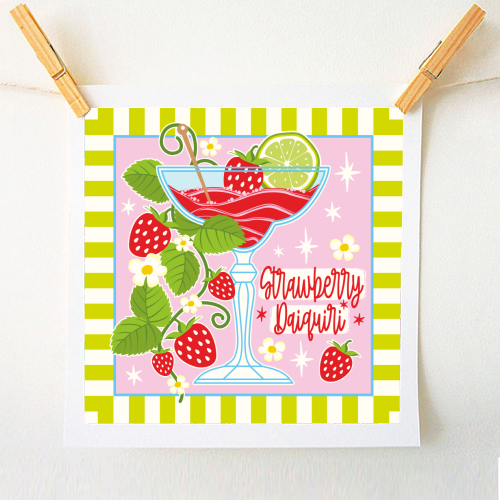 Cocktails - Strawberry Daiquiri - A1 - A4 art print by Claire Atwood