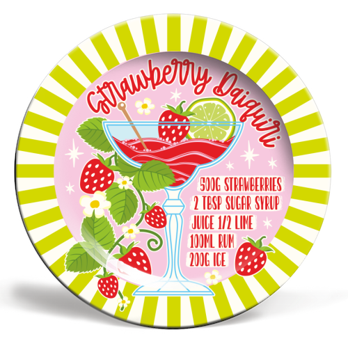 Cocktails - Strawberry Daiquiri - ceramic dinner plate by Claire Atwood