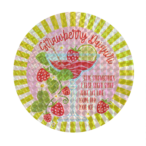 Cocktails - Strawberry Daiquiri - Circle Sticker by Claire Atwood