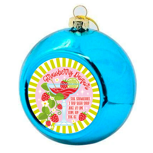 Cocktails - Strawberry Daiquiri - colourful christmas bauble by Claire Atwood