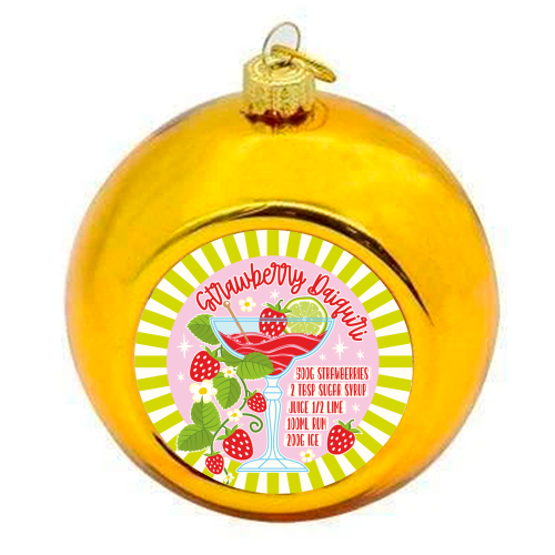 Cocktails - Strawberry Daiquiri - colourful christmas bauble by Claire Atwood