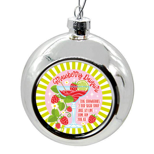 Cocktails - Strawberry Daiquiri - colourful christmas bauble by Claire Atwood