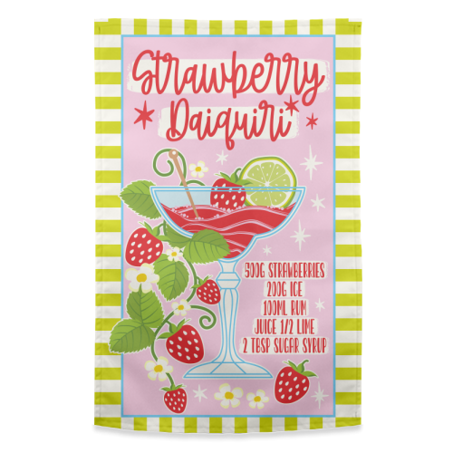 Cocktails - Strawberry Daiquiri - funny tea towel by Claire Atwood