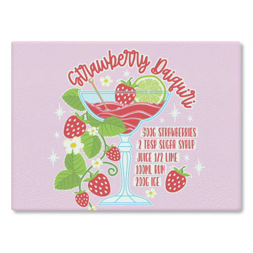 Cocktails - Strawberry Daiquiri - glass chopping board by Claire Atwood