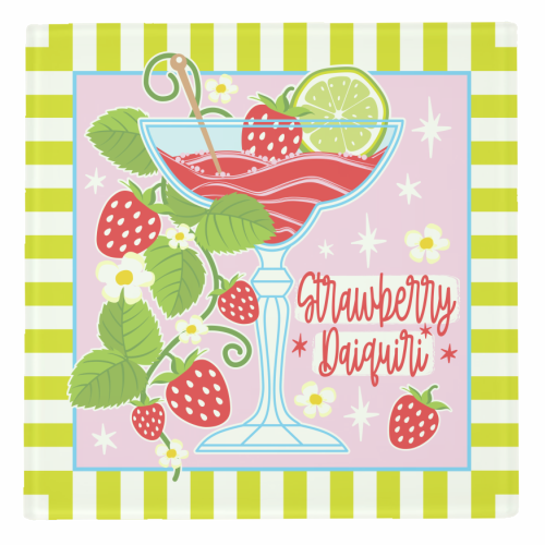 Cocktails - Strawberry Daiquiri - personalised beer coaster by Claire Atwood