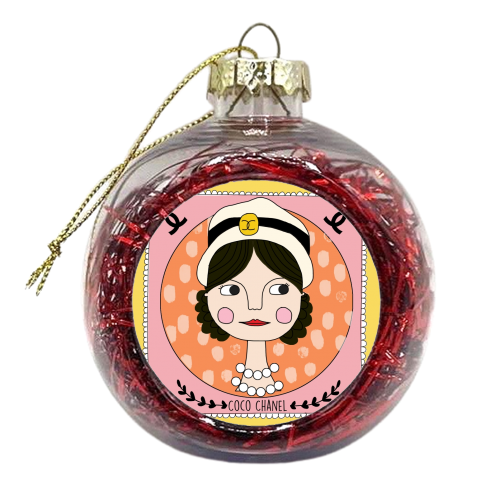 CoCo Chanel Coaster - xmas bauble by Nichola Cowdery