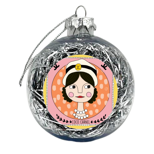 CoCo Chanel Coaster - xmas bauble by Nichola Cowdery