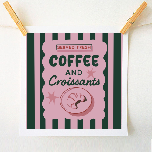 Coffee and Croissants - A1 - A4 art print by Giddy Kipper