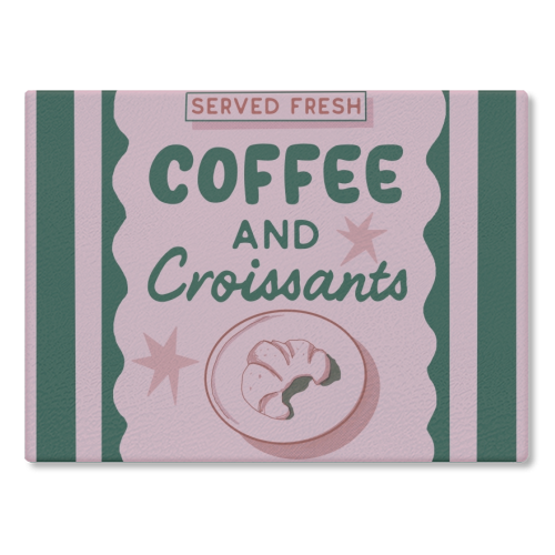 Coffee and Croissants - glass chopping board by Giddy Kipper
