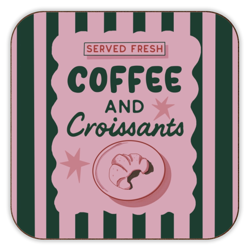 Coffee and Croissants - personalised beer coaster by Giddy Kipper