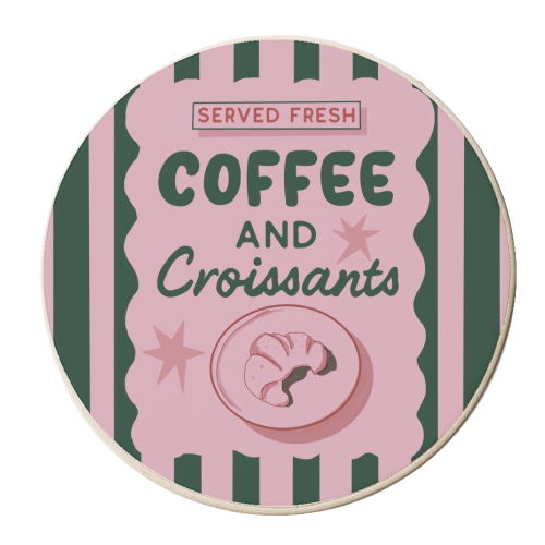 Coffee and Croissants - personalised beer coaster by Giddy Kipper
