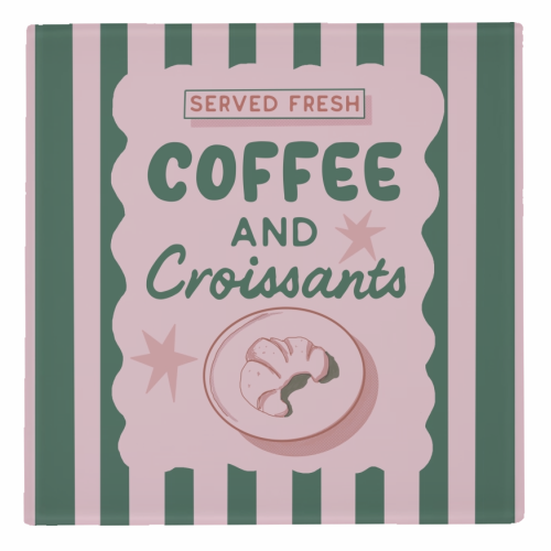 Coffee and Croissants - personalised beer coaster by Giddy Kipper