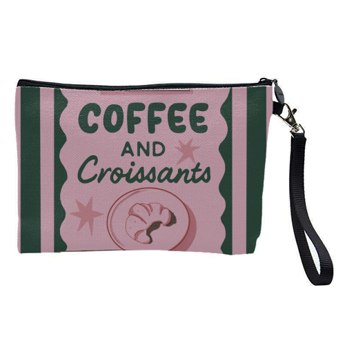 Coffee and Croissants - pretty makeup bag by Giddy Kipper