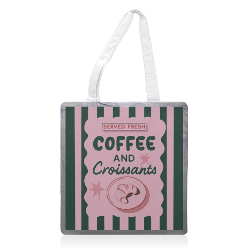 Coffee and Croissants - printed canvas tote bag by Giddy Kipper