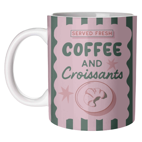Coffee and Croissants - unique mug by Giddy Kipper
