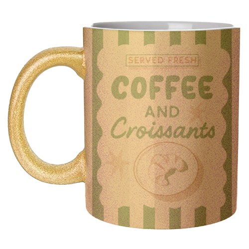Coffee and Croissants - unique mug by Giddy Kipper