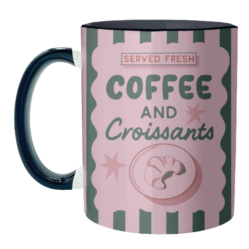 Coffee and Croissants - unique mug by Giddy Kipper