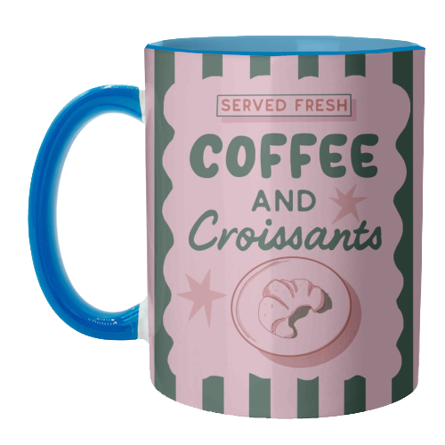 Coffee and Croissants - unique mug by Giddy Kipper