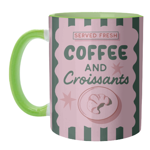 Coffee and Croissants - unique mug by Giddy Kipper