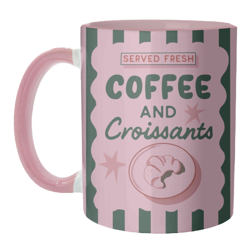 Coffee and Croissants - unique mug by Giddy Kipper