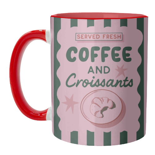 Coffee and Croissants - unique mug by Giddy Kipper