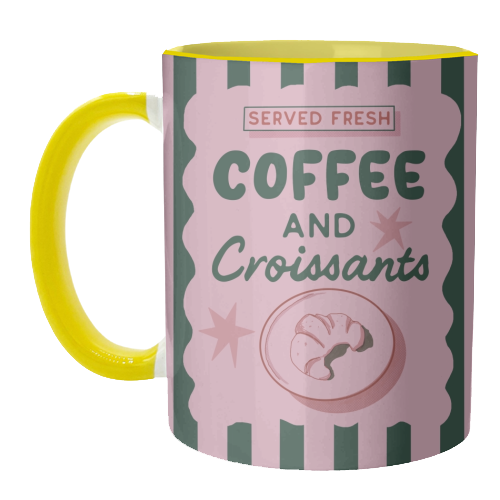 Coffee and Croissants - unique mug by Giddy Kipper