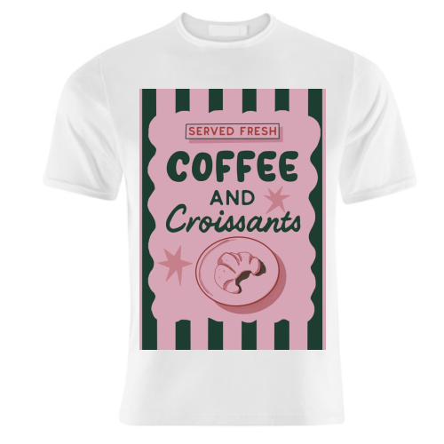 Coffee and Croissants - unique t shirt by Giddy Kipper