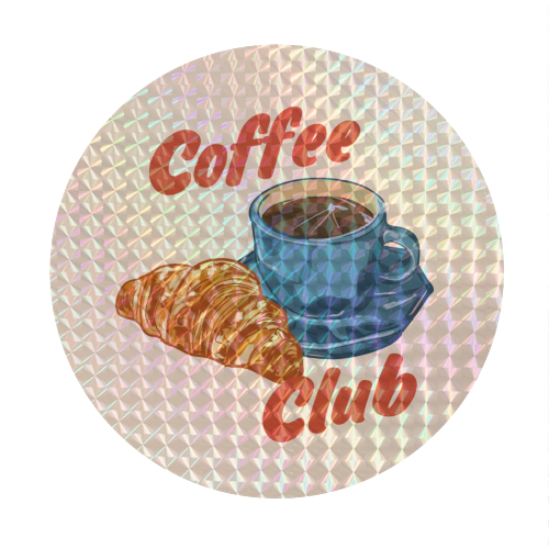 Coffee Club – Croissant and Espresso Illustration - Circle Sticker by EZbie