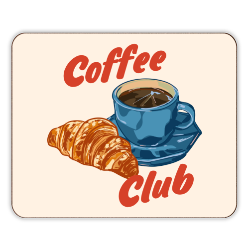 Coffee Club – Croissant and Espresso Illustration - designer placemat by EZbie