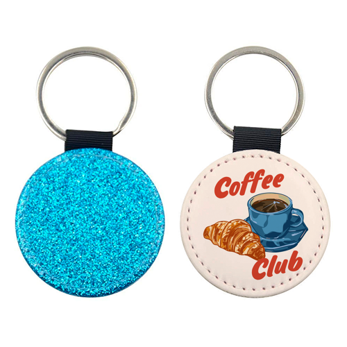 Coffee Club – Croissant and Espresso Illustration - keyring by EZbie