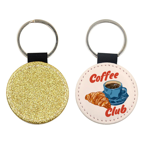 Coffee Club – Croissant and Espresso Illustration - keyring by EZbie