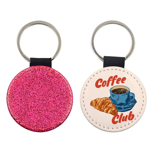 Coffee Club – Croissant and Espresso Illustration - keyring by EZbie