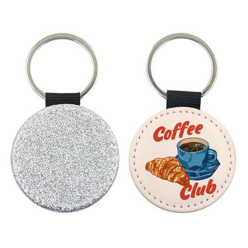 Coffee Club – Croissant and Espresso Illustration - keyring by EZbie
