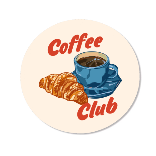 Coffee Club – Croissant and Espresso Illustration - Magnet by EZbie
